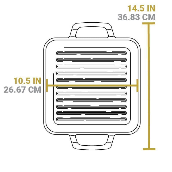 Sartén Cuadrado Parrilla Hierro Fundido 28 cm
